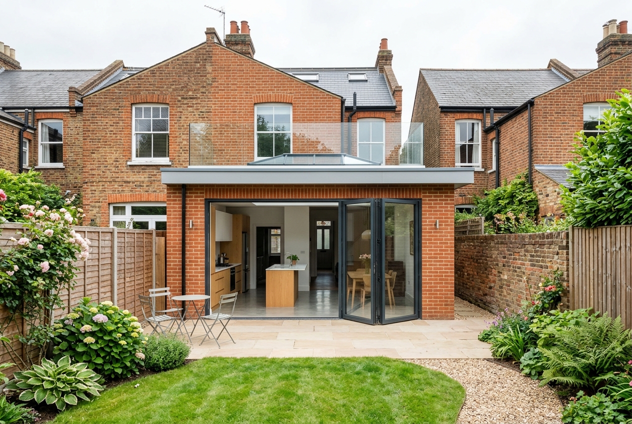 Single-storey rear extension on British terraced house