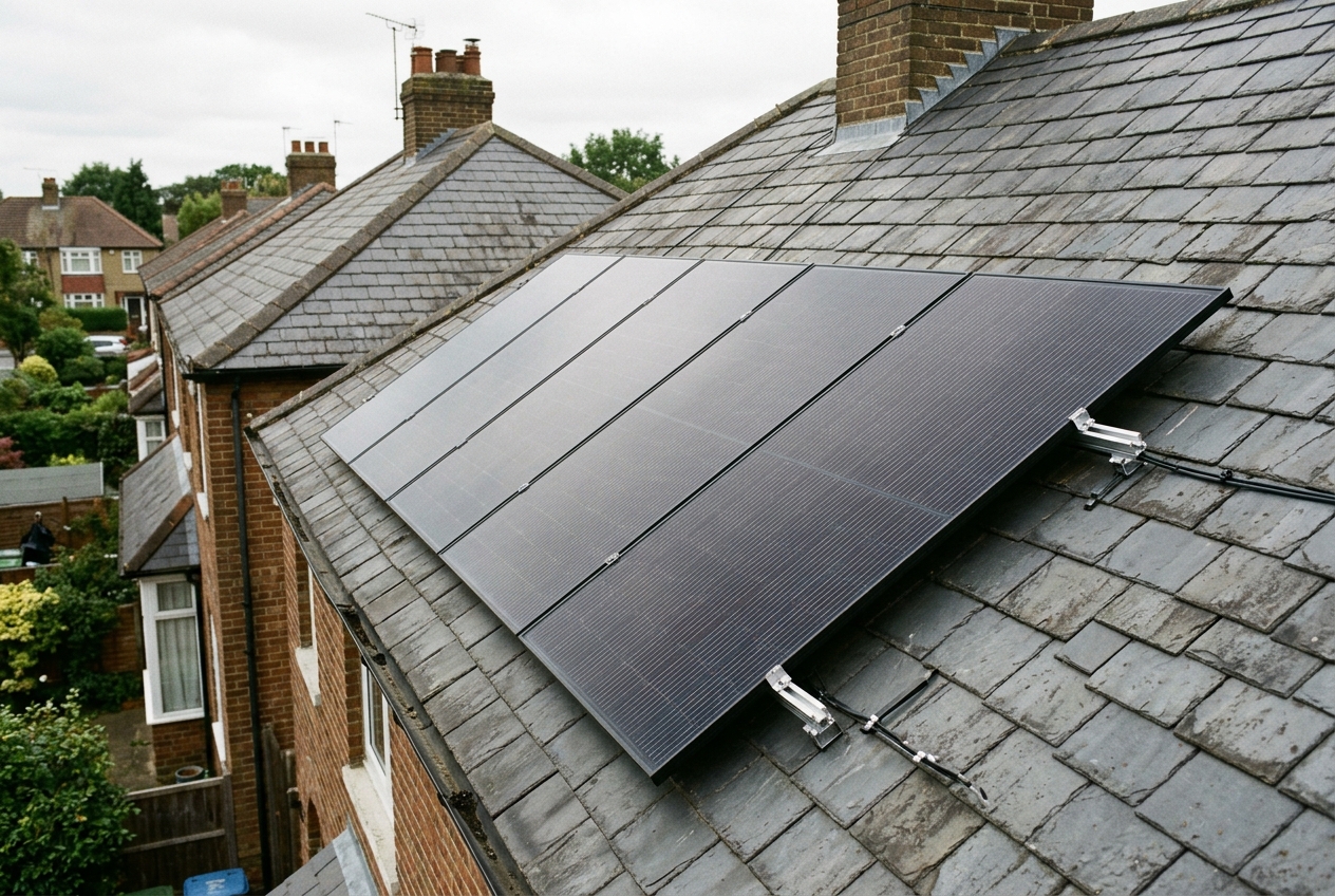 Solar panels on a British roof